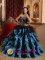 Black and Sky Blue Exclusive For Quinceanera Dress Sweetheart Organza Beading Stylish Ball Gown in City of Industry CA