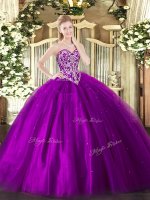 Eggplant Purple Sleeveless Floor Length Beading Lace Up 15th Birthday Dress(SKU SJQDDT1526002-2BIZ)