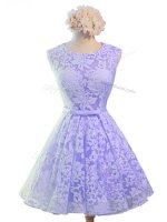 Best Selling Lavender Sleeveless Belt Knee Length Damas Dress(SKU SWBD149-15BIZ)
