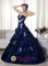 Remarkable A-line Navy Blue Quinceanera Dress With Appliques and Pick-ups Sweetheart in Forchheim