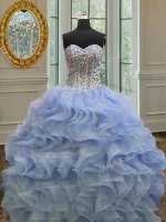 Nice Organza Sleeveless Floor Length Sweet 16 Quinceanera Dress and Beading and Ruffles(SKU PSSW0104-6BIZ)