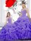 New Arrival Straps Sleeveless Lace Up Floor Length Beading and Ruffles and Pick Ups Sweet 16 Quinceanera Dress
