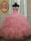 New Style Baby Pink Sleeveless Beading and Ruffles and Sequins Quinceanera Gown