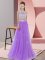 Lavender Sleeveless Floor Length Lace Zipper Court Dresses for Sweet 16