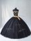 Dazzling Ball Gowns 15 Quinceanera Dress Black Strapless Tulle Sleeveless Floor Length Lace Up