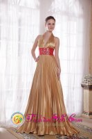 Tallahassee FL Popular Empire Halter Brush Train Elastic Woven Satin Quinceanera Dama Dress Rhinestones Decorate Gown