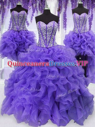 Discount Four Piece Sleeveless Embroidery and Ruffles and Ruffled Layers and Sashes ribbons Lace Up Sweet 16 Dresses