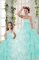 Flirting Sleeveless Floor Length Beading and Ruffled Layers and Ruching Lace Up 15 Quinceanera Dress with Aqua Blue
