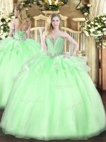 Classical Ball Gowns Sweet 16 Quinceanera Dress Apple Green Sweetheart Organza Sleeveless Floor Length Lace Up