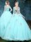 Stunning Scoop Long Sleeves Tulle and Lace 15th Birthday Dress Appliques Lace Up