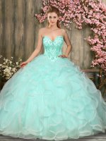 Floor Length Ball Gowns Sleeveless Apple Green Sweet 16 Dress Lace Up