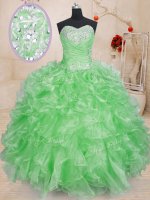 Custom Design Sleeveless Beading and Ruffles Floor Length Quinceanera Dress