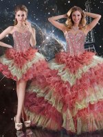 High Class Sweetheart Sleeveless Organza Quince Ball Gowns Beading and Ruffled Layers Lace Up(SKU QDDTA114001-1BIZ)