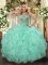 Custom Designed Sleeveless Beading and Ruffles Lace Up Quinceanera Gowns