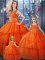 Orange Red Lace Up Straps Ruffled Layers Sweet 16 Dress Organza Sleeveless