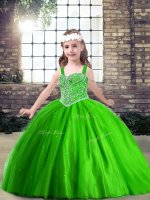 Ball Gowns Little Girls Pageant Gowns Straps Tulle Sleeveless Floor Length Lace Up