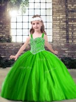 Ball Gowns Little Girls Pageant Gowns Straps Tulle Sleeveless Floor Length Lace Up(SKU PAG1243-7BIZ)