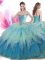 Classical Sweetheart Sleeveless Quinceanera Gown Floor Length Beading and Ruffles Multi-color Tulle