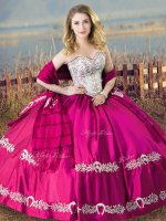Exceptional Sweetheart Sleeveless Lace Up Quinceanera Gowns Fuchsia