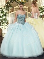 Sophisticated Beading and Ruffles 15 Quinceanera Dress Apple Green Lace Up Sleeveless Floor Length