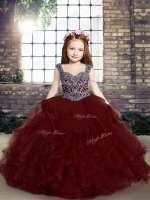 Trendy Sleeveless Lace Up Floor Length Beading and Ruffles Little Girls Pageant Gowns(SKU PAG1253-6BIZ)