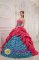 Balearic Islands Spain Perfect Red and Blue Quinceanera Dress For Strapless Taffeta With glistening Beading Ball Gown