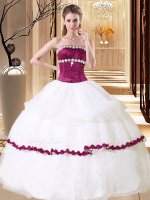 Stylish Floor Length White Sweet 16 Dress Organza Sleeveless Beading