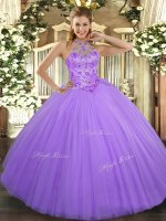 Superior Lavender Sleeveless Beading Floor Length Sweet 16 Dress