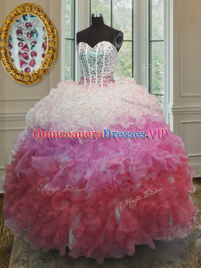 Multi-color Sleeveless Organza Lace Up 15 Quinceanera Dress for Military Ball and Sweet 16 and Quinceanera - Click Image to Close