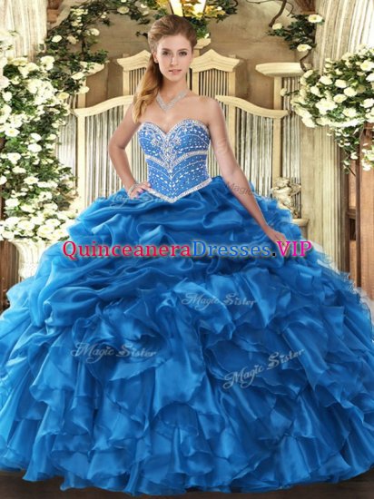 Hot Sale Sweetheart Sleeveless Organza Quinceanera Dresses Beading and Ruffles and Pick Ups Lace Up - Click Image to Close