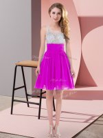 Fuchsia Sleeveless Mini Length Beading Side Zipper Damas Dress(SKU BMT0372-4BIZ)