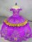 Designer Floor Length Lace Up Quinceanera Dress Purple for Sweet 16 and Quinceanera with Embroidery
