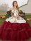 Wine Red Quinceanera Dress Tulle Brush Train Sleeveless Embroidery and Ruffled Layers