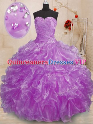 Fabulous Organza Sleeveless Floor Length Vestidos de Quinceanera and Beading and Ruffles