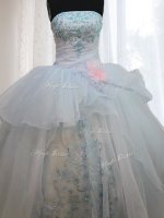 Sleeveless Appliques and Hand Made Flower Lace Up Sweet 16 Dress