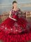New Style Embroidery and Ruffled Layers 15 Quinceanera Dress Red Lace Up Sleeveless Floor Length