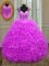 Free and Easy Straps Floor Length Ball Gowns Sleeveless Fuchsia Quinceanera Dress Lace Up