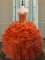 Floor Length Orange Red Quinceanera Gowns Organza Sleeveless Beading and Ruffles