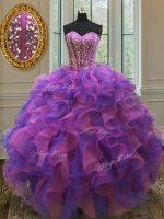 Sweetheart Sleeveless Quinceanera Gowns Floor Length Beading and Ruffles Multi-color Organza(SKU PSSW0116-1BIZ)