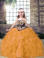 Cheap Gold Lace Up Womens Party Dresses Embroidery and Ruffles Sleeveless Floor Length(SKU PAG1342-6BIZ)