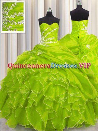 Sweetheart Lace Up Beading and Appliques and Ruffles Vestidos de Quinceanera Sleeveless