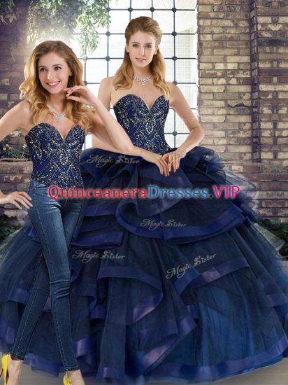 Sleeveless Lace Up Floor Length Beading and Ruffles Quinceanera Dresses - Click Image to Close