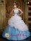 Butler Pennsylvania/PA A-line Lovely Organza White and Baby Blue For Quinceanera Dress Halter Beading and Pick-ups
