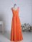 Popular Orange Chiffon Zipper Quinceanera Dama Dress Sleeveless Floor Length Ruching