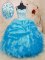 Gorgeous Baby Blue Ball Gowns Straps Sleeveless Organza Floor Length Lace Up Beading and Ruffles and Pick Ups Quinceanera Dress