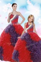 Exquisite Coral Red Sleeveless Beading Floor Length Quinceanera Dresses