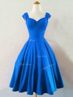 Eye-catching Straps Sleeveless Lace Up Quinceanera Court of Honor Dress Blue Taffeta