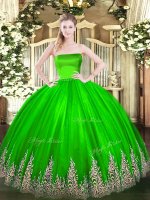 Tulle Sleeveless Floor Length Quinceanera Dresses and Appliques
