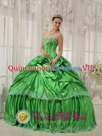 Blacksburg Virginia/VA Beautiful Spring Green For Low Price Quinceanera Dress Beading and Applique Ball Gown