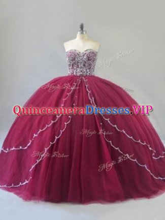 Inexpensive Sleeveless Brush Train Beading Lace Up 15th Birthday Dress